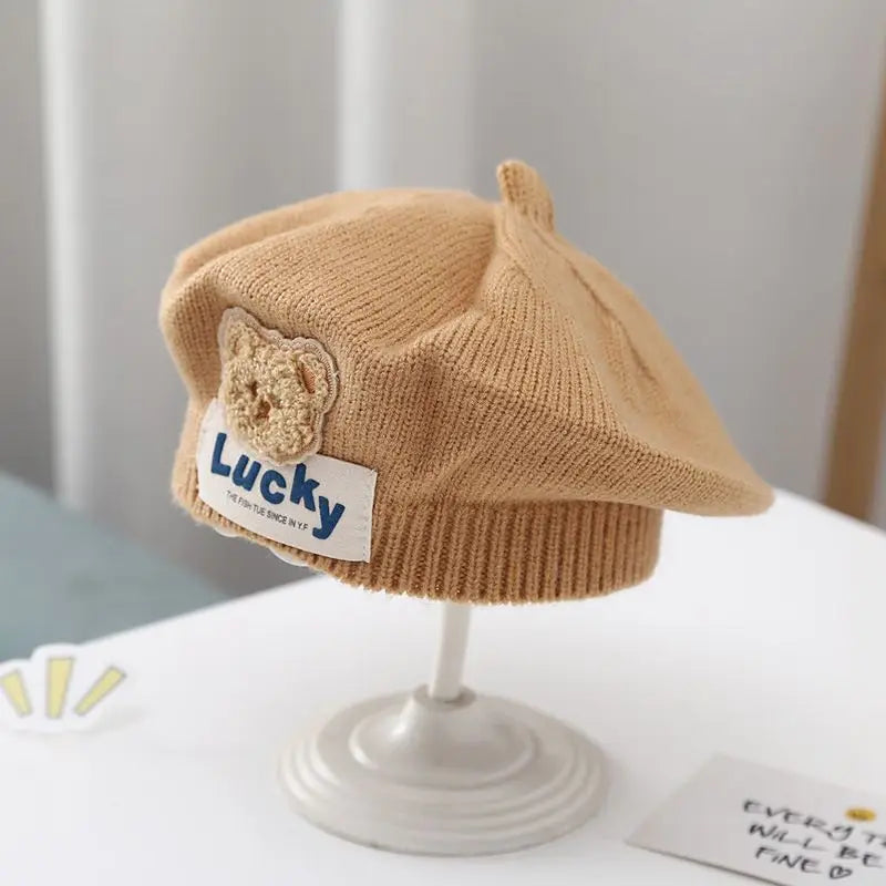 Winter Warm Flower Baby Beret Knitted Beanie Hat