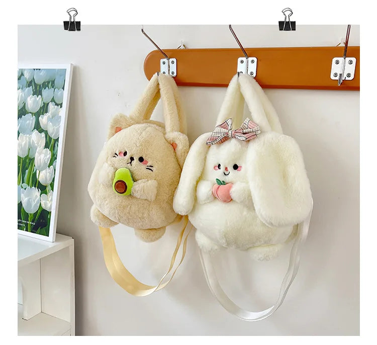 Rabbit Kitten Plush Backpack For Kids