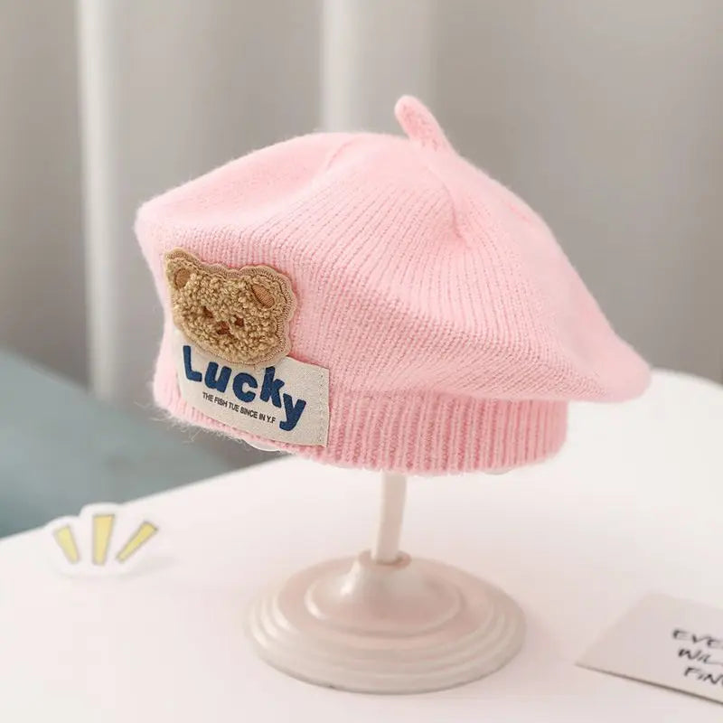 Winter Warm Flower Baby Beret Knitted Beanie Hat