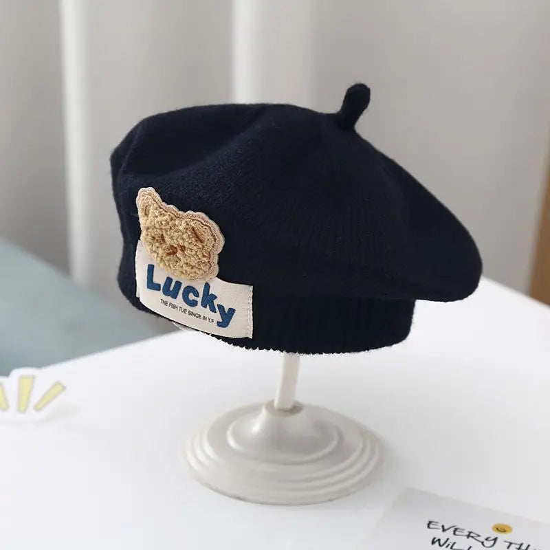 Winter Warm Flower Baby Beret Knitted Beanie Hat