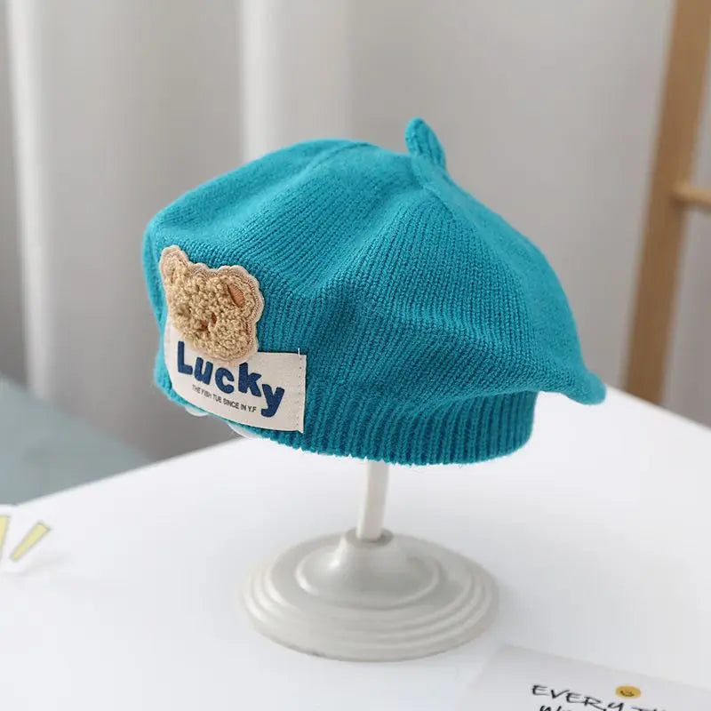 Winter Warm Flower Baby Beret Knitted Beanie Hat