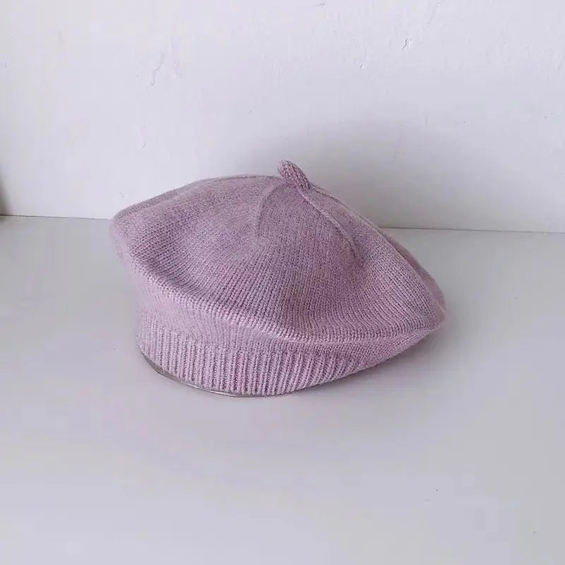 Winter Warm Flower Baby Beret Knitted Beanie Hat