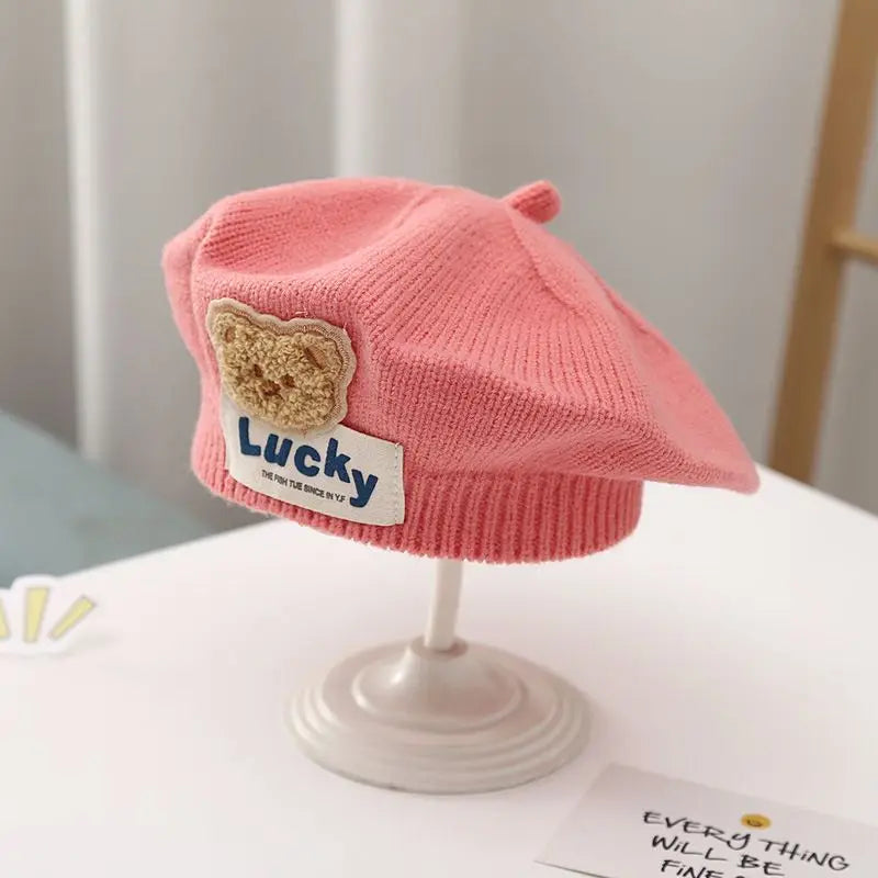 Winter Warm Flower Baby Beret Knitted Beanie Hat