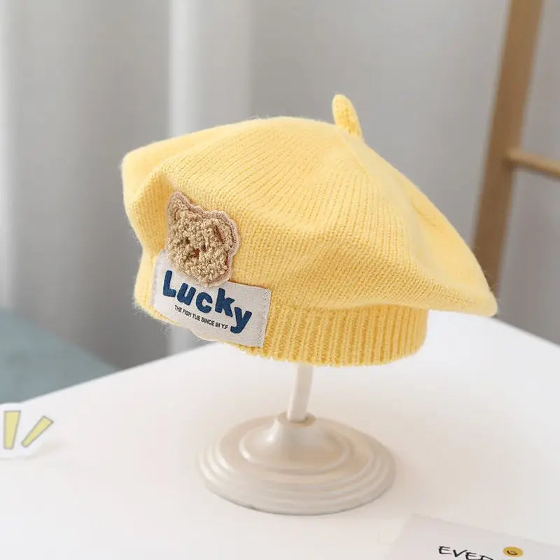 Winter Warm Flower Baby Beret Knitted Beanie Hat