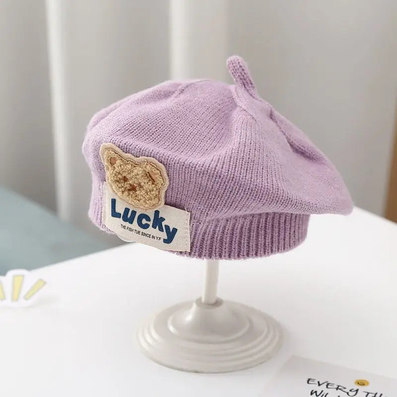 Winter Warm Flower Baby Beret Knitted Beanie Hat