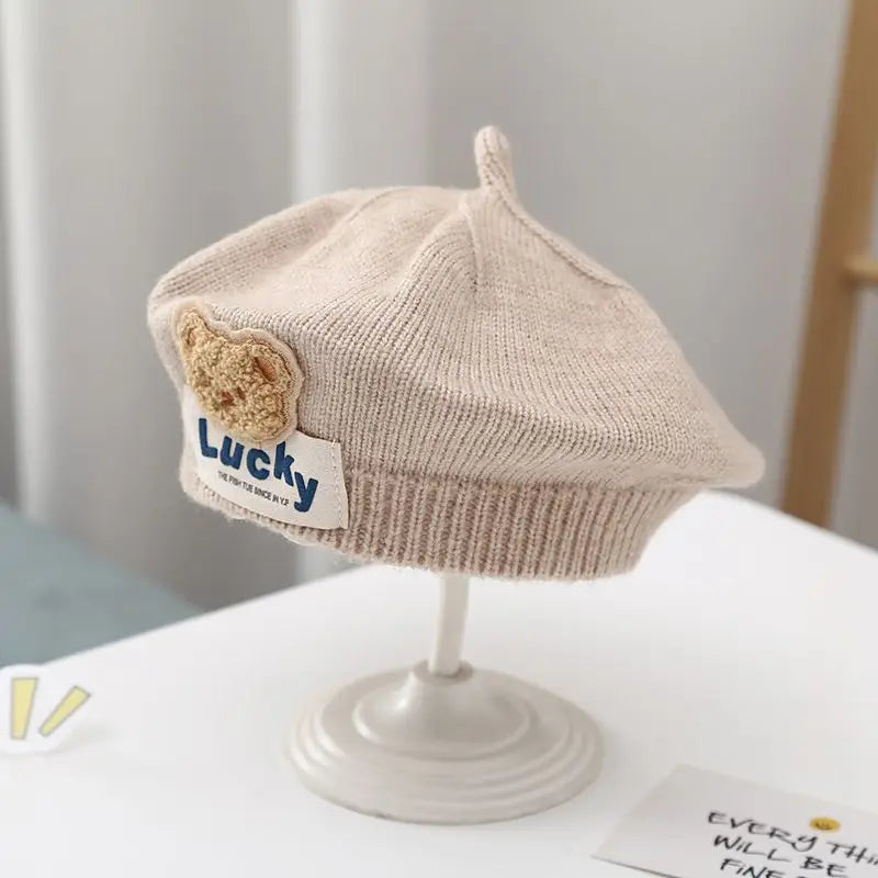 Winter Warm Flower Baby Beret Knitted Beanie Hat
