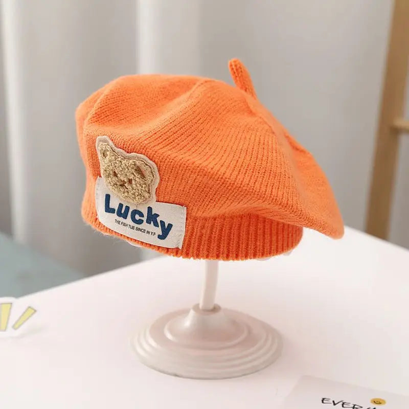 Winter Warm Flower Baby Beret Knitted Beanie Hat