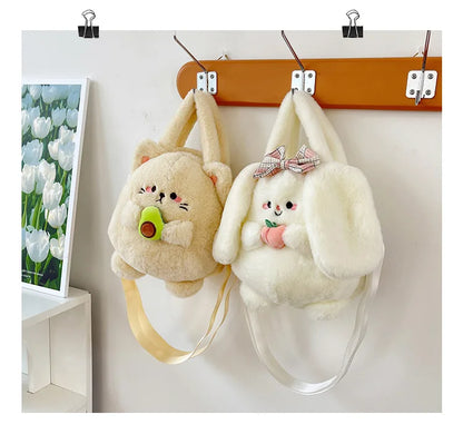 Rabbit Kitten Plush Backpack For Kids